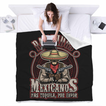 Vector Illustrtion Of Mexican Bandit Print Template Blankets 88458710