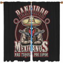 Vector Illustrtion Of Mexican Bandit Print Template Window Curtains 88458710