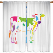 Vector Image Of An Cow On White Background Window Curtains 69118696