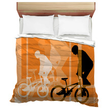 Vector Image Of Cyclist Silhouette Bedding 9408233