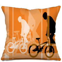 Vector Image Of Cyclist Silhouette Pillows 9408233