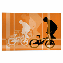 Vector Image Of Cyclist Silhouette Rugs 9408233