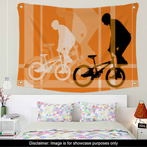 Vector Image Of Cyclist Silhouette Wall Art 9408233