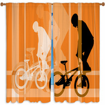 Vector Image Of Cyclist Silhouette Window Curtains 9408233
