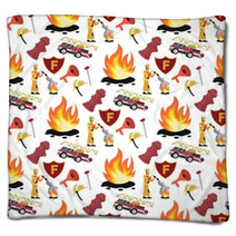 Vector Image Pattern Firefighter And Fire Truck Blankets 234338224