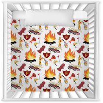 Vector Image Pattern Firefighter And Fire Truck Nursery Decor 234338224