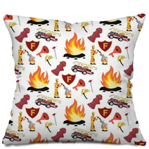Vector Image Pattern Firefighter And Fire Truck Pillows 234338224