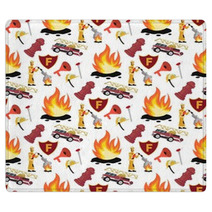 Vector Image Pattern Firefighter And Fire Truck Rugs 234338224