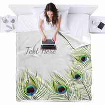 Vector Isolated Peacock Feather Background Blankets 85753420