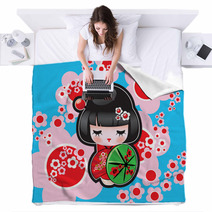 Vector Japanese Doll Blankets 15774330