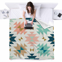 Vector Kilim Tribal Cream Green And Pink Seamless Repeat Backround Blankets 202539137