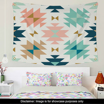 Vector Kilim Tribal Cream Green And Pink Seamless Repeat Backround Wall Art 202539137