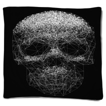 Vector Line Art Skull Illustration Polygonal Network Of Thin Lines On Black Background Blankets 123574498