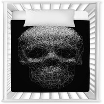 Vector Line Art Skull Illustration Polygonal Network Of Thin Lines On Black Background Nursery Decor 123574498