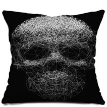 Vector Line Art Skull Illustration Polygonal Network Of Thin Lines On Black Background Pillows 123574498