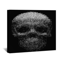 Vector Line Art Skull Illustration Polygonal Network Of Thin Lines On Black Background Wall Art 123574498