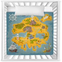 Vector Map Elements Of Fantasy Pirate Island In Colorful Illustration And Hand Draw Of Mystery Realm Nursery Decor 177944207