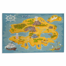Vector Map Elements Of Fantasy Pirate Island In Colorful Illustration And Hand Draw Of Mystery Realm Rugs 177944207