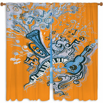 Vector Musical Jazz. Window Curtains 60335861