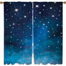 Vector Night Starry Sky Background. Window Curtains 66517383