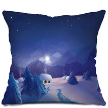 Vector Night  Winter Scene. Pillows 71606590