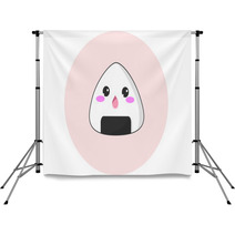 Vector Of A Kawaii Rice Ball With Surprised Face Backdrops 230085614