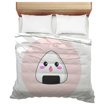 Vector Of A Kawaii Rice Ball With Surprised Face Bedding 230085614