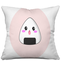 Vector Of A Kawaii Rice Ball With Surprised Face Pillows 230085614