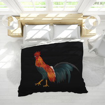 Vector Of Chicken On Black Background Bedding 81815509