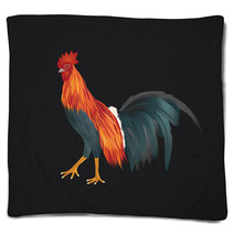 Vector Of Chicken On Black Background Blankets 81815509