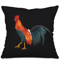 Vector Of Chicken On Black Background Pillows 81815509