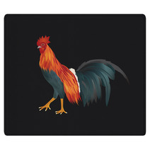 Vector Of Chicken On Black Background Rugs 81815509