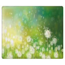 Vector Of Spring Background With White Dandelions. Rugs 58106384
