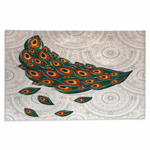 Vector Peacock Feathers On Seamless Background Rugs 38546708