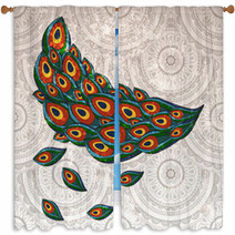 Vector Peacock Feathers On Seamless Background Window Curtains 38546708