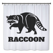 Vector Raccoon Black Illustration Bath Decor 87276910