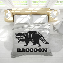 Vector Raccoon Black Illustration Bedding 87276910