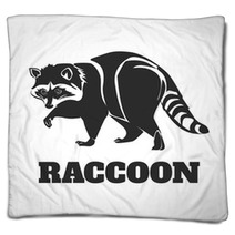 Vector Raccoon Black Illustration Blankets 87276910