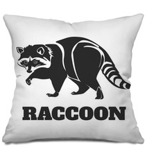 Vector Raccoon Black Illustration Pillows 87276910