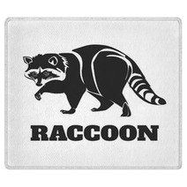 Vector Raccoon Black Illustration Rugs 87276910