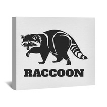 Vector Raccoon Black Illustration Wall Art 87276910