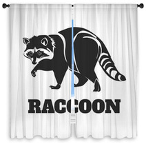 Vector Raccoon Black Illustration Window Curtains 87276910