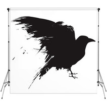 Vector Raven Or Crow In Grunge Style Backdrops 12637517