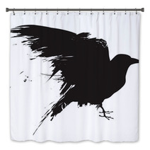 Vector Raven Or Crow In Grunge Style Bath Decor 12637517
