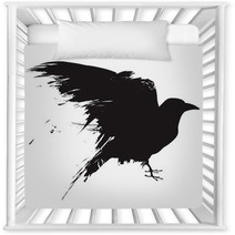 Vector Raven Or Crow In Grunge Style Nursery Decor 12637517