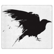 Vector Raven Or Crow In Grunge Style Rugs 12637517