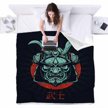 Vector Samurai Mask Blankets 59194922