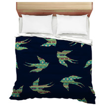 Vector Seamless Colorful Decorative Ethnic Pattern With Swallows Bedding 62429327