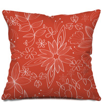 Vector Seamless Flower Pattern Pillows 57186474
