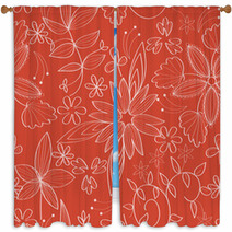 Vector Seamless Flower Pattern Window Curtains 57186474
